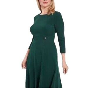 Gilli Green Dress Small Retro Knit Side Tab